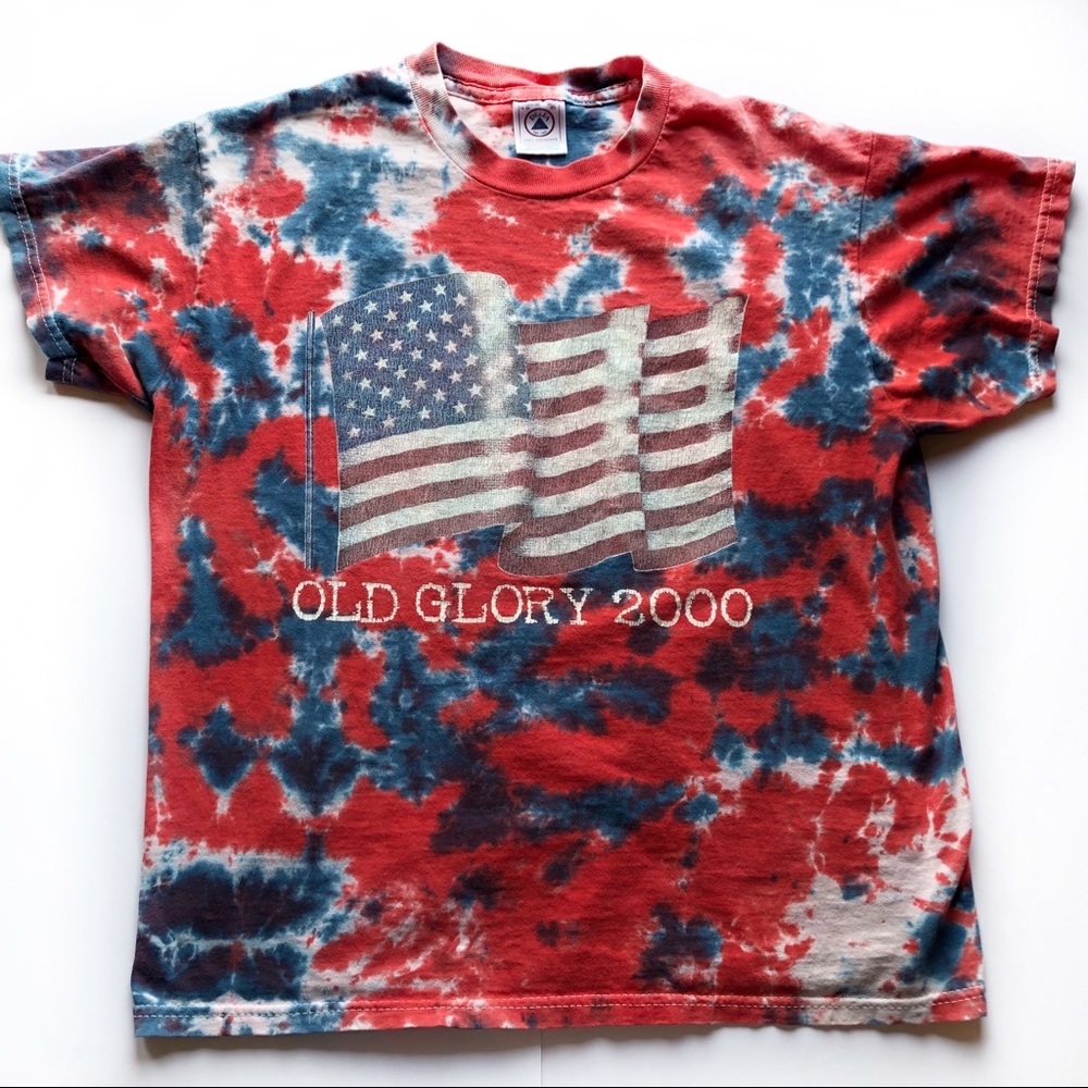 Vintage Tie Dye Old Glory T-shirt Youth XL Perfect Fourth of July Attire!